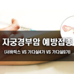 자궁경부암 예방접종 백신 종류 및 특징 (서바릭스 VS 가다실4가 VS 가다실9가)